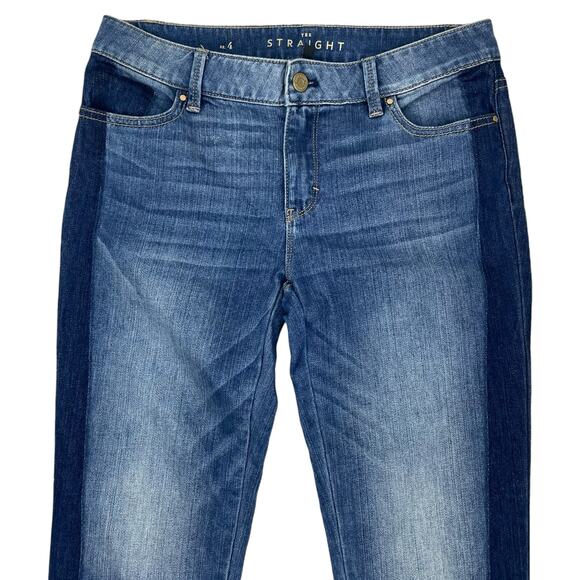 WHBM Tuxedo Mid Rise Straight Leg Crop Jeans Step Hem Med Wash Size 4 - Picture 4 of 12